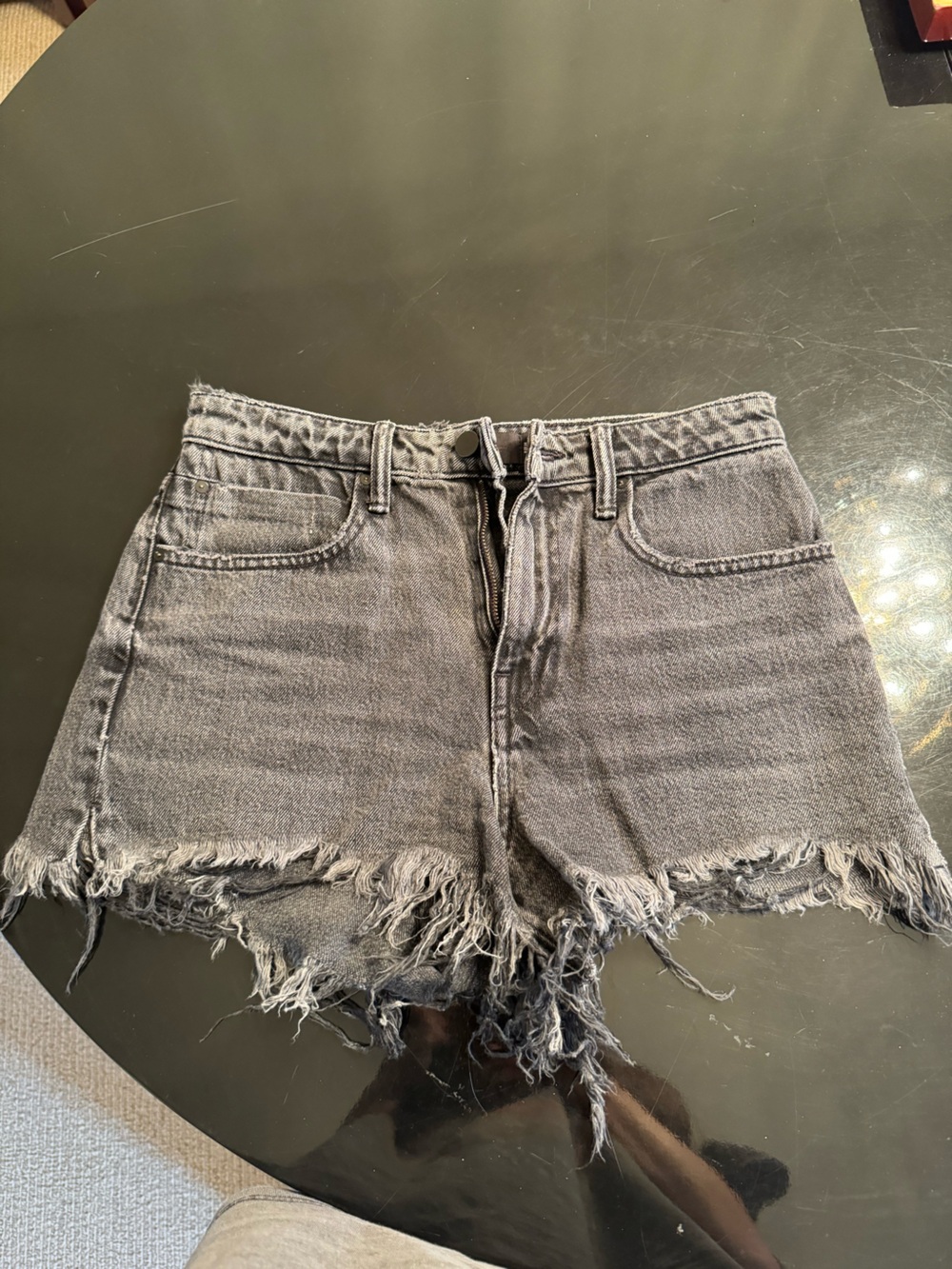T by wang Distressed Gray Denim Cutoff Shorts